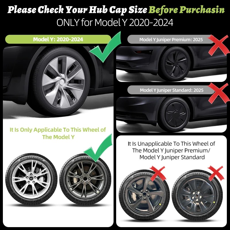 4 יחידות כיסויי גלגלים ג'מיני בכיסוי מלא ל-Tesla Model Y (2020-2024), 19 אינץ' - אביזרי רכב להתקנת כיסויי גלגלים – תמונה 10